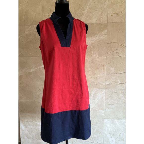 STS Sail to Sable Poplin Tunic Dress - M - Red Navy Preppy Holiday Resortwear - Picture 2 of 10